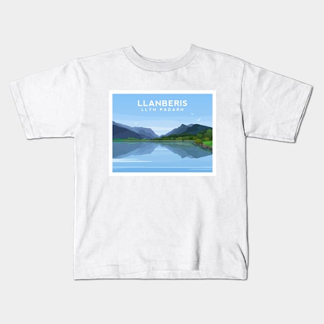 Llyn Padarn Lake - Llanberis, Snowdonia Wales Kids T-Shirt by typelab